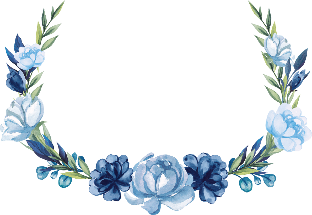 Floral Frame Border Watercolor Flowers Wedding Border Blue